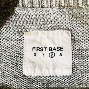 First Base Light Grey “X” Cropped Sweater
